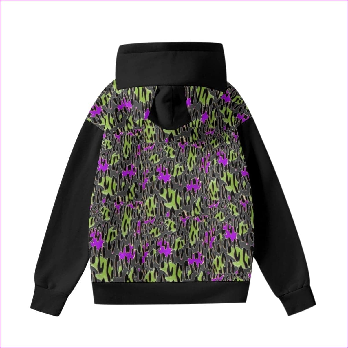 Leopard Splash Grundge Purr Women’s Hoodie With Decorative Ears - women's cat ear hoodie at TFC&H Co.