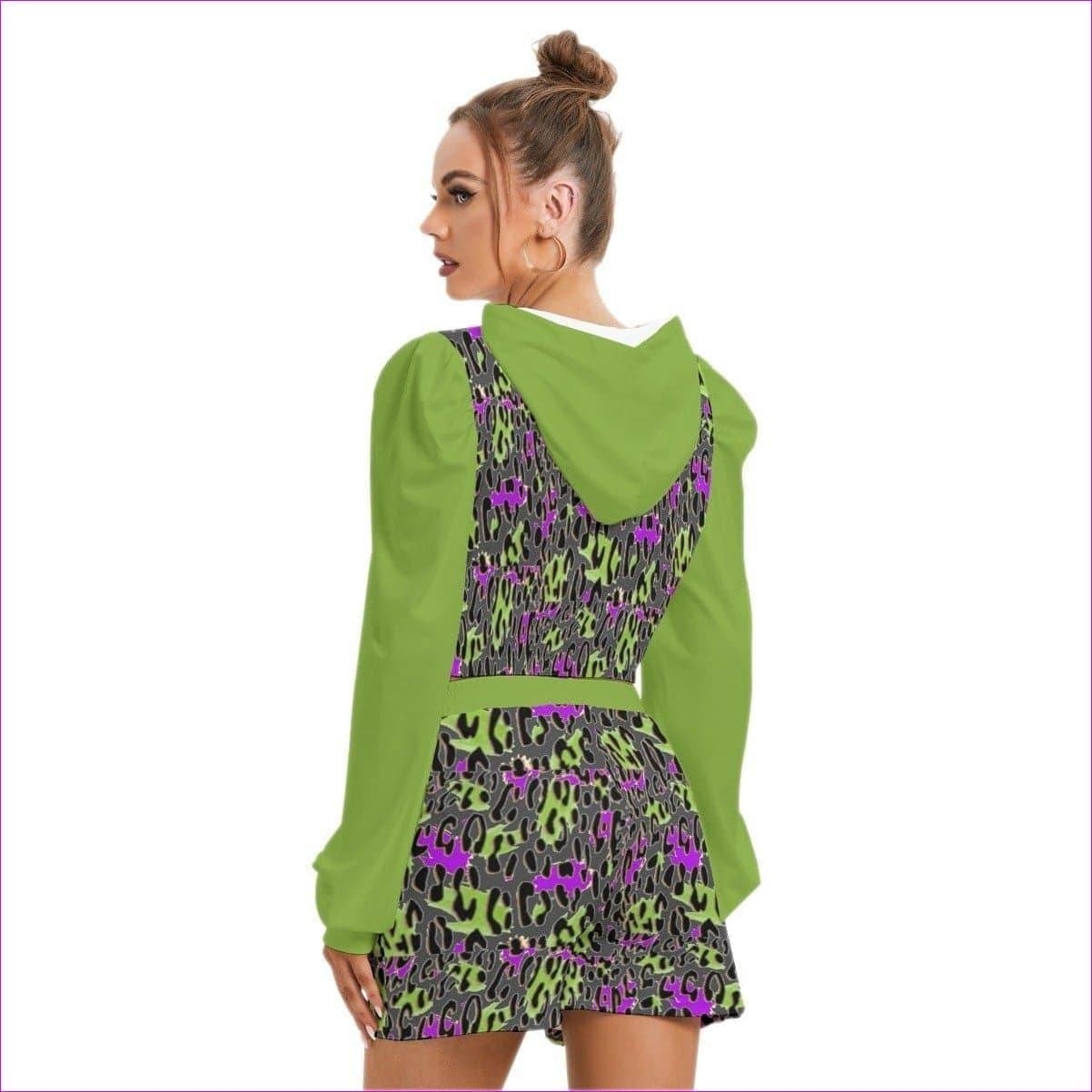 - Leopard Splash Grunge Womens Hoodie And Short Set - womens cropped hoodie & short set at TFC&H Co.
