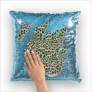 Light Blue - Leopard Splash Leopard Splash Sequin Cushion Cover - pillow at TFC&H Co.