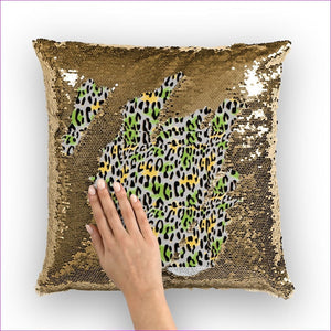 Gold - Leopard Splash Leopard Splash Sequin Cushion Cover - pillow at TFC&H Co.