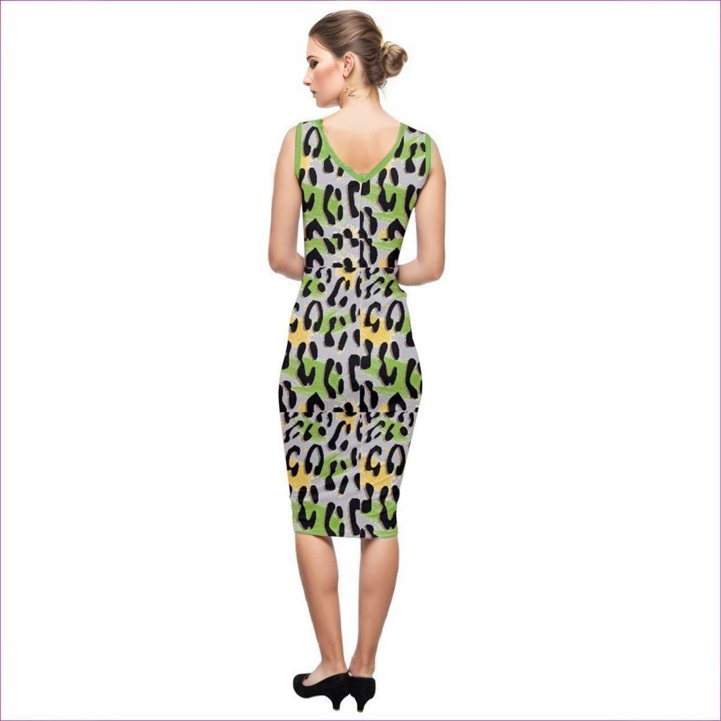 - Leopard Splash Sleeveless Pencil Dress - womens dress at TFC&H Co.