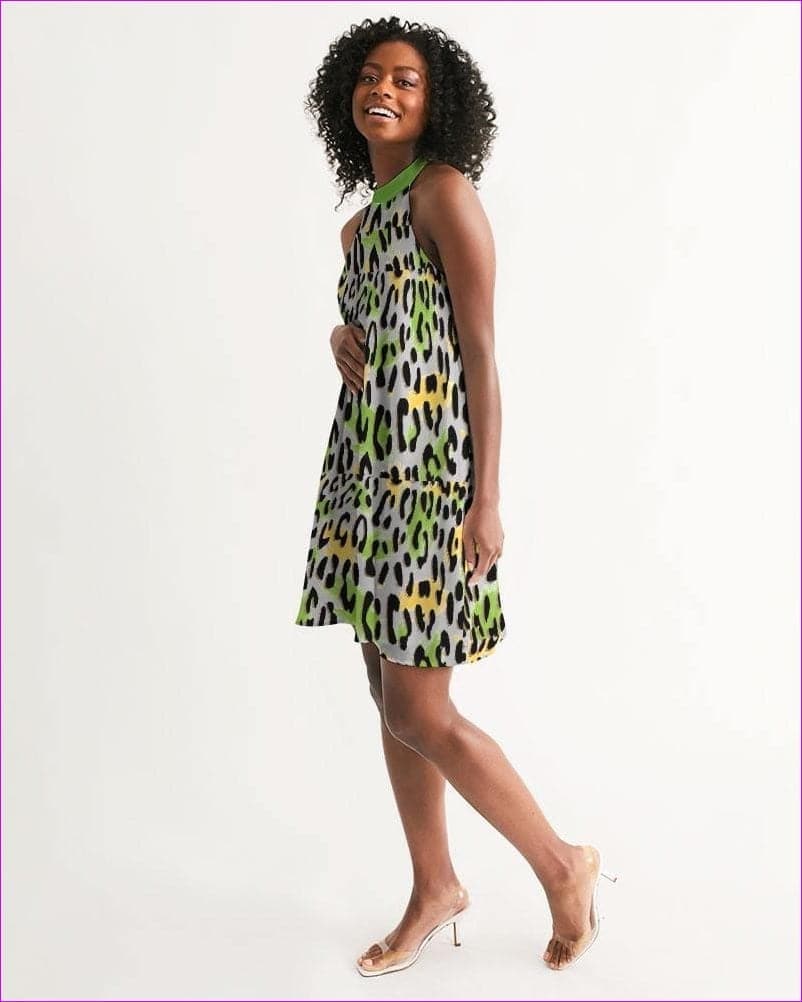 - Leopard Splash Womens Halter Dress - womens dress at TFC&H Co.