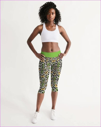 Leopard Splash Womens Mid-Rise Capri - women's capri leggings at TFC&H Co.