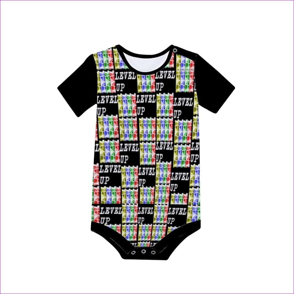 Level Up Baby's Black Short Sleeve Romper - infant onesie at TFC&H Co.