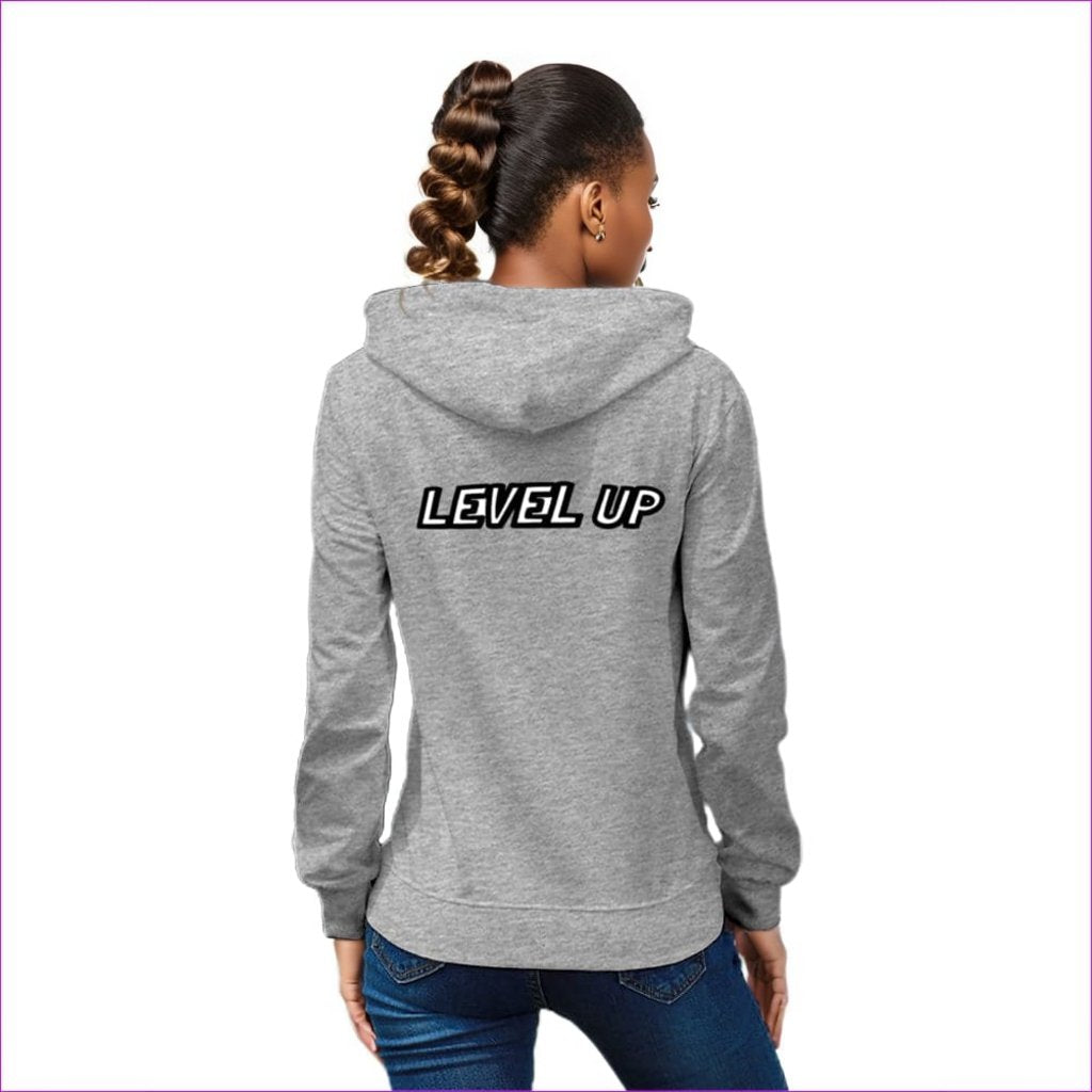 S Gray - Level Up Womens Back Print Hoodie with Pocket - womens hoodie at TFC&H Co.