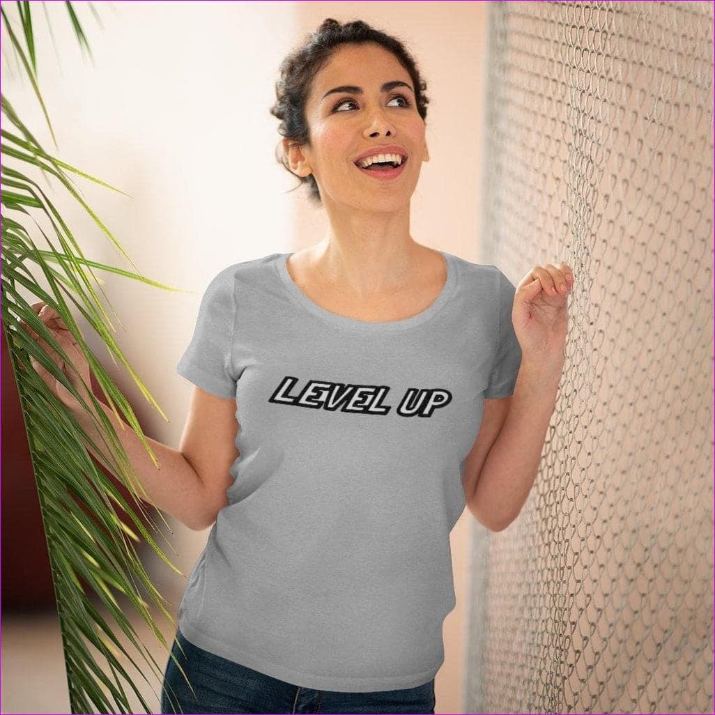Heather Grey Level Up Womens Organic Tee 2 - T-Shirt at TFC&H Co.