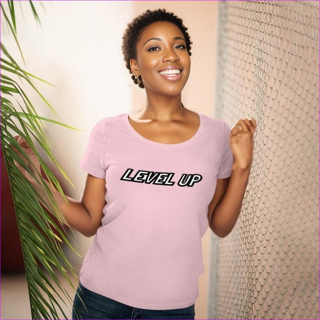 Cotton Pink Level Up Womens Organic Tee 2 - T-Shirt at TFC&H Co.