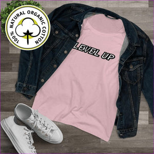 L Cotton Pink Level Up Womens Organic Tee 2 - T-Shirt at TFC&H Co.