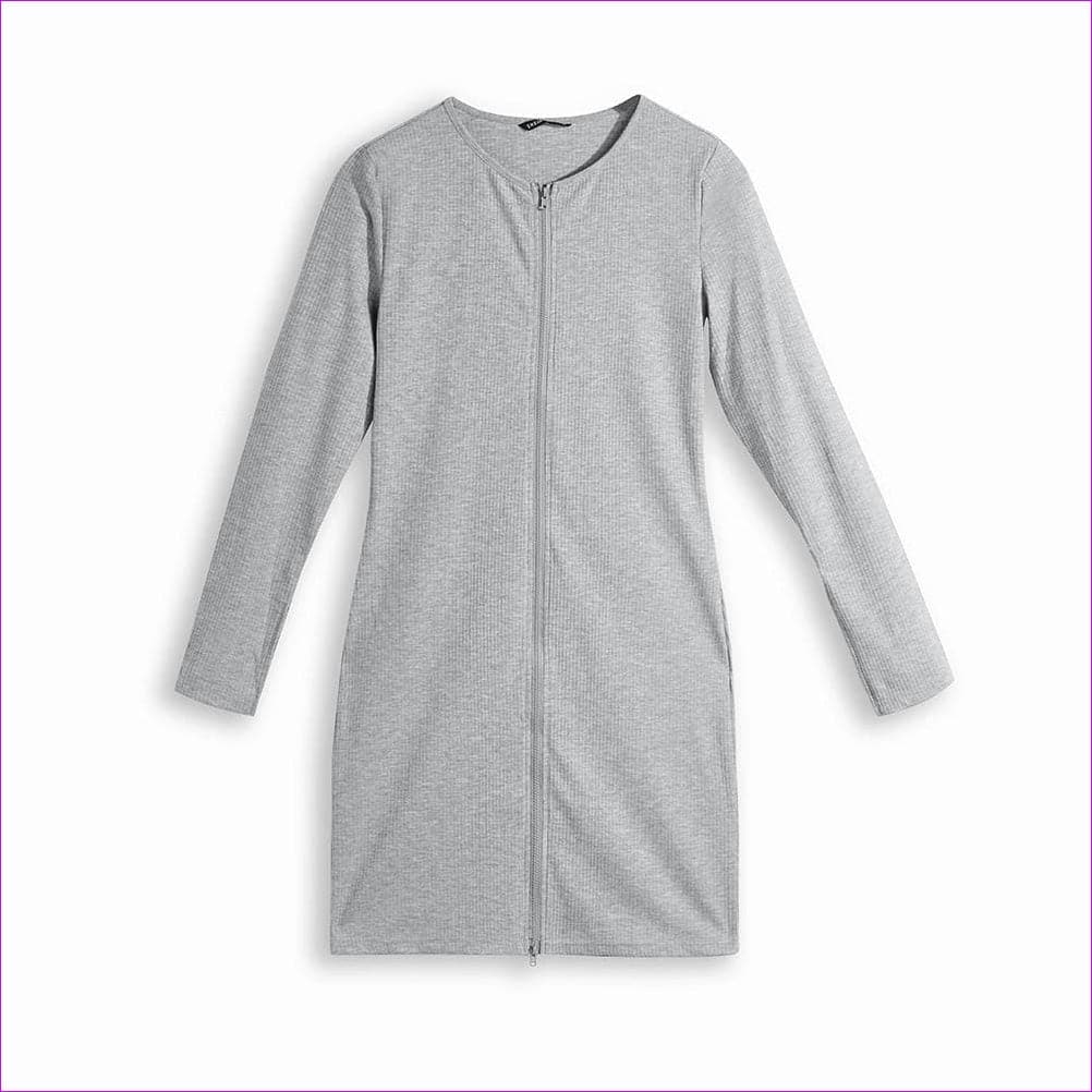 Grey - Libra Womens Zipper Front Dress - womens dress at TFC&H Co.