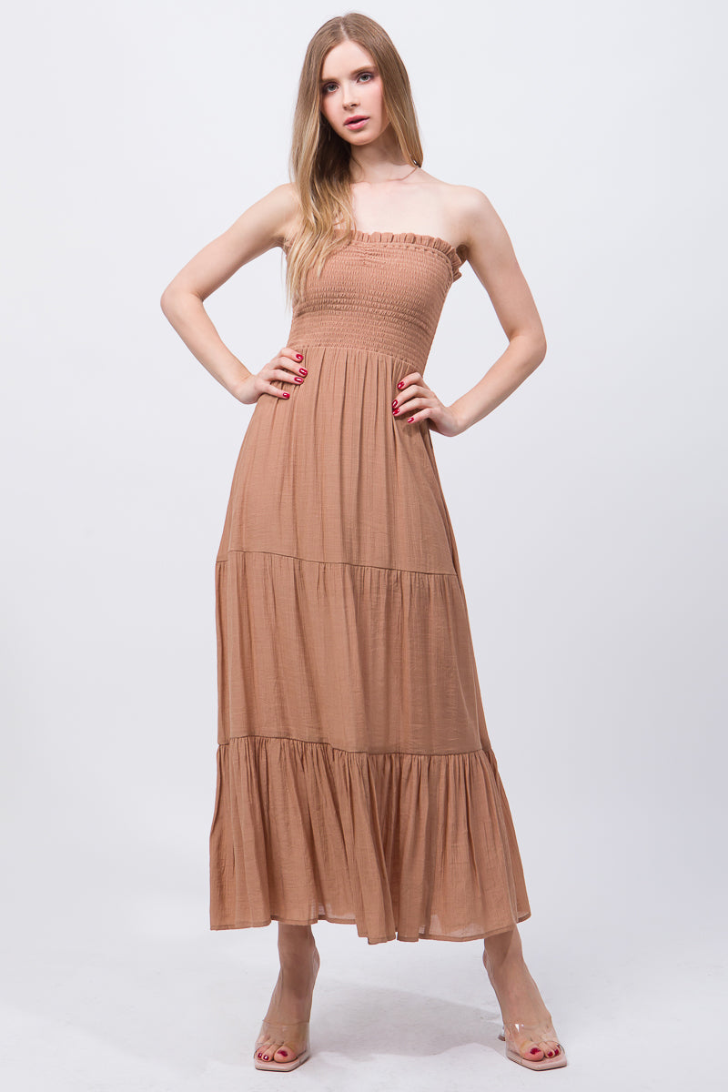 CLAY - Light Flow Strapless Maxi Dress - 6 colors - ships from The US - womens dress at TFC&H Co.