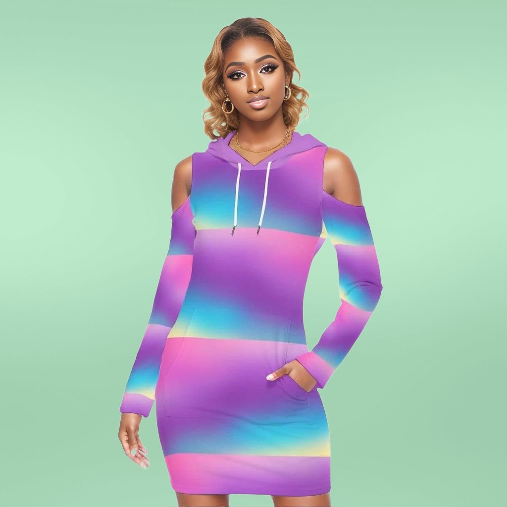 Multi-colored Linear Tie-Dye Lady's Tight Dress - lady's dress at TFC&H Co.