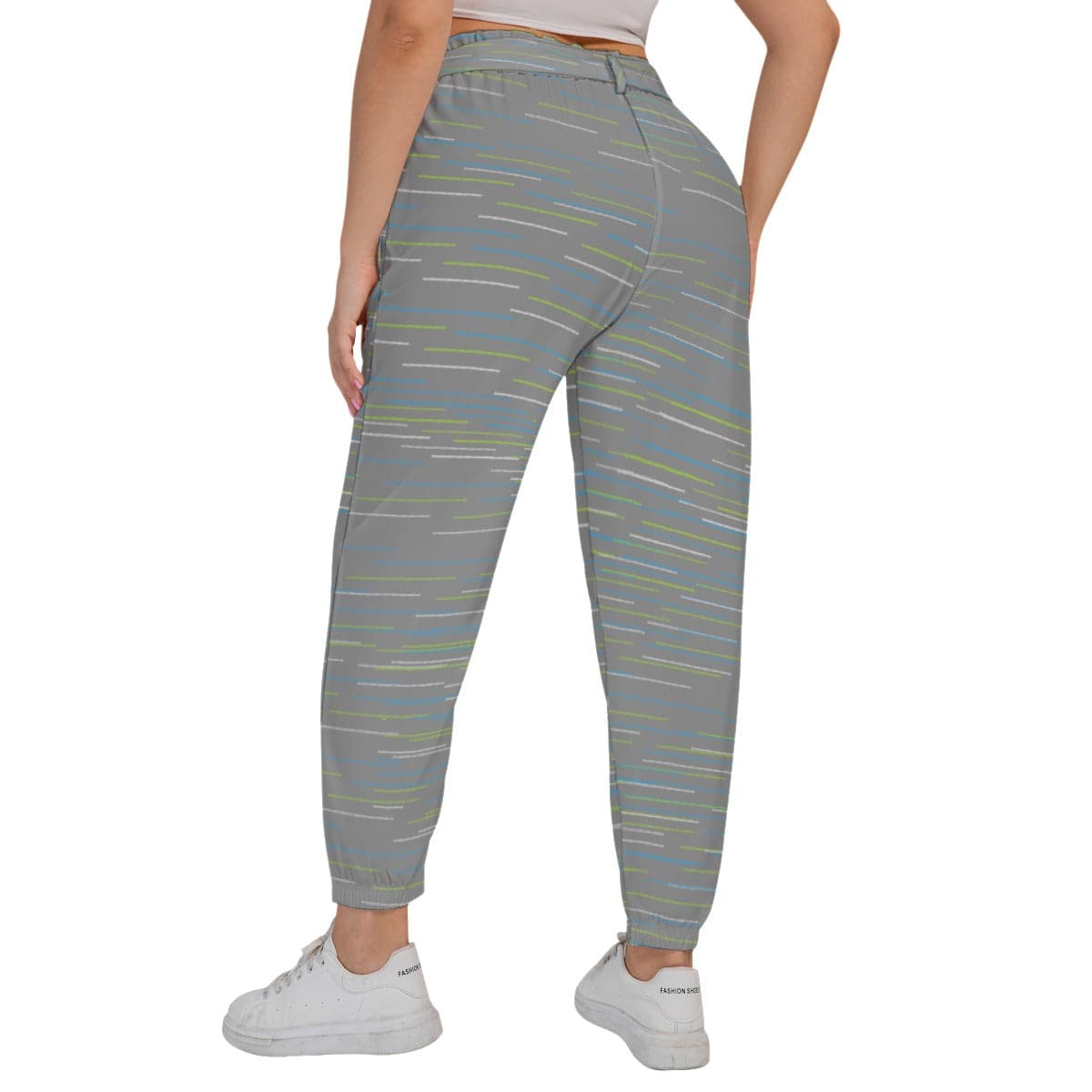 Linear Women’s Trousers With Waist Belt Voluptuous (+) Plus Size - women's pants at TFC&H Co.