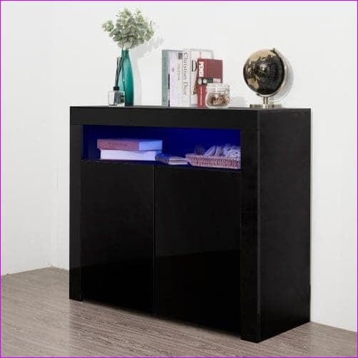 Living Room Sideboard Black High Gloss with LED Light - sideboard at TFC&H Co.