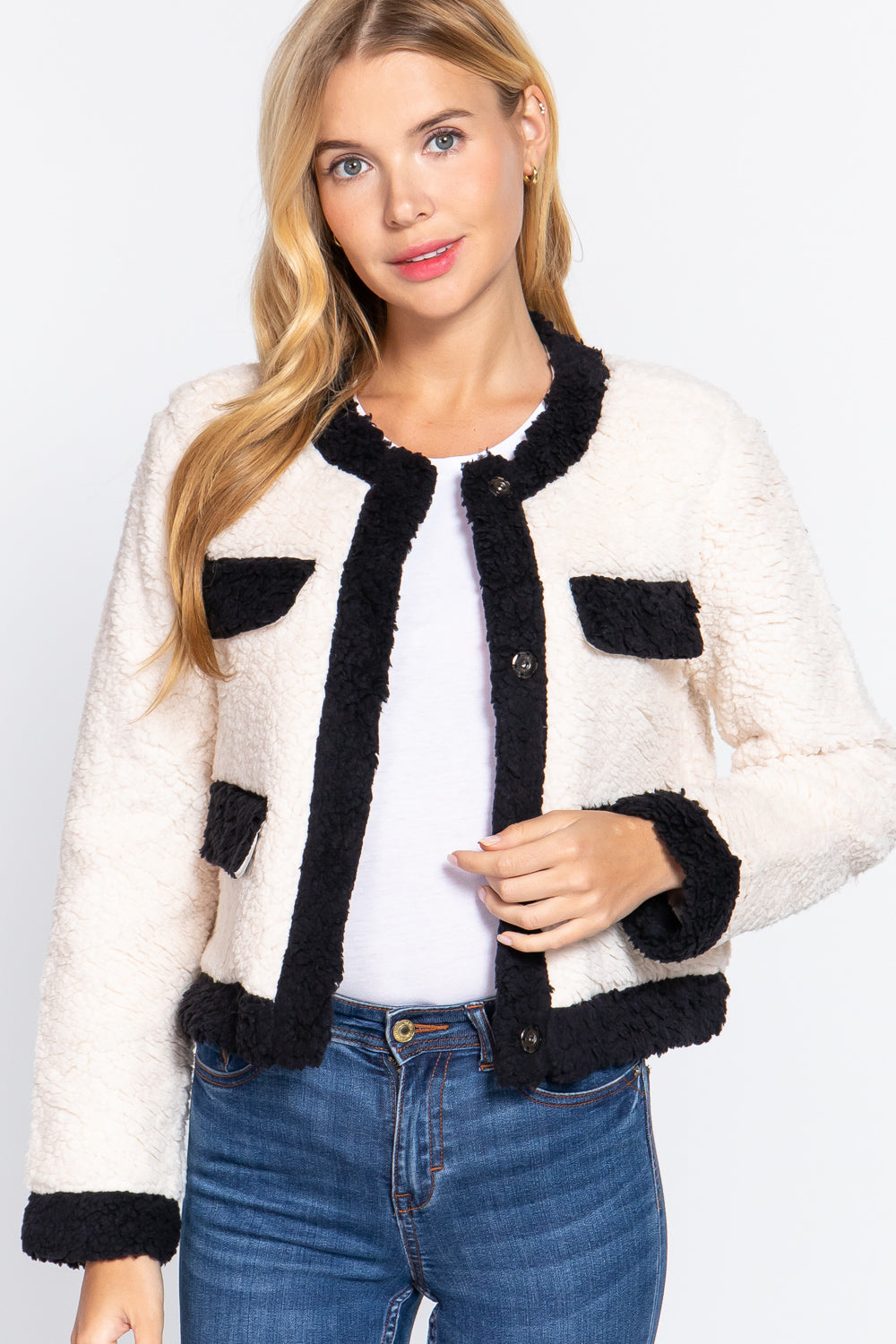 - Long Sleeve Pocket Detail Faux Fur Jacket - 3 colors - Ships from The US - womens jacket at TFC&H Co.