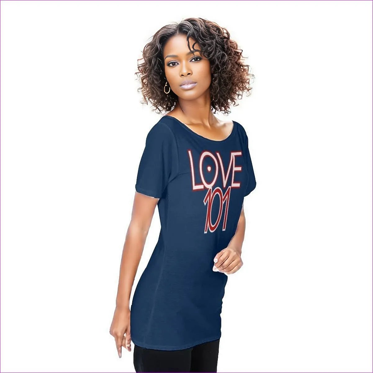 navy - Love 101 Womens Off Shoulder Tee - womens t-shirt at TFC&H Co.
