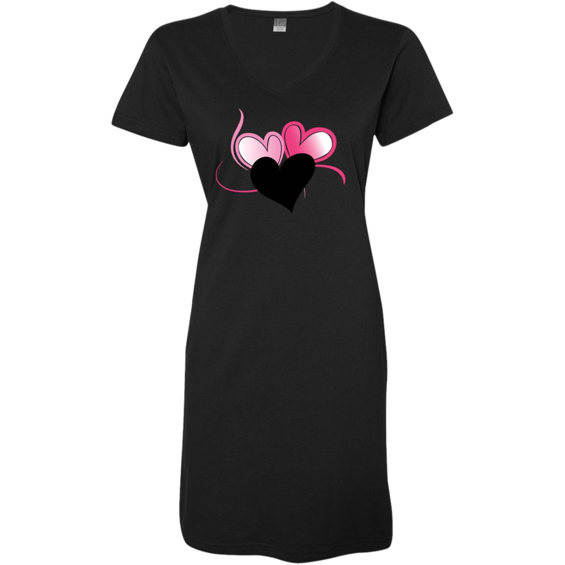 Black Love Cord Ladies' V-Neck Fine Jersey Cover-Up - women's dress at TFC&H Co.