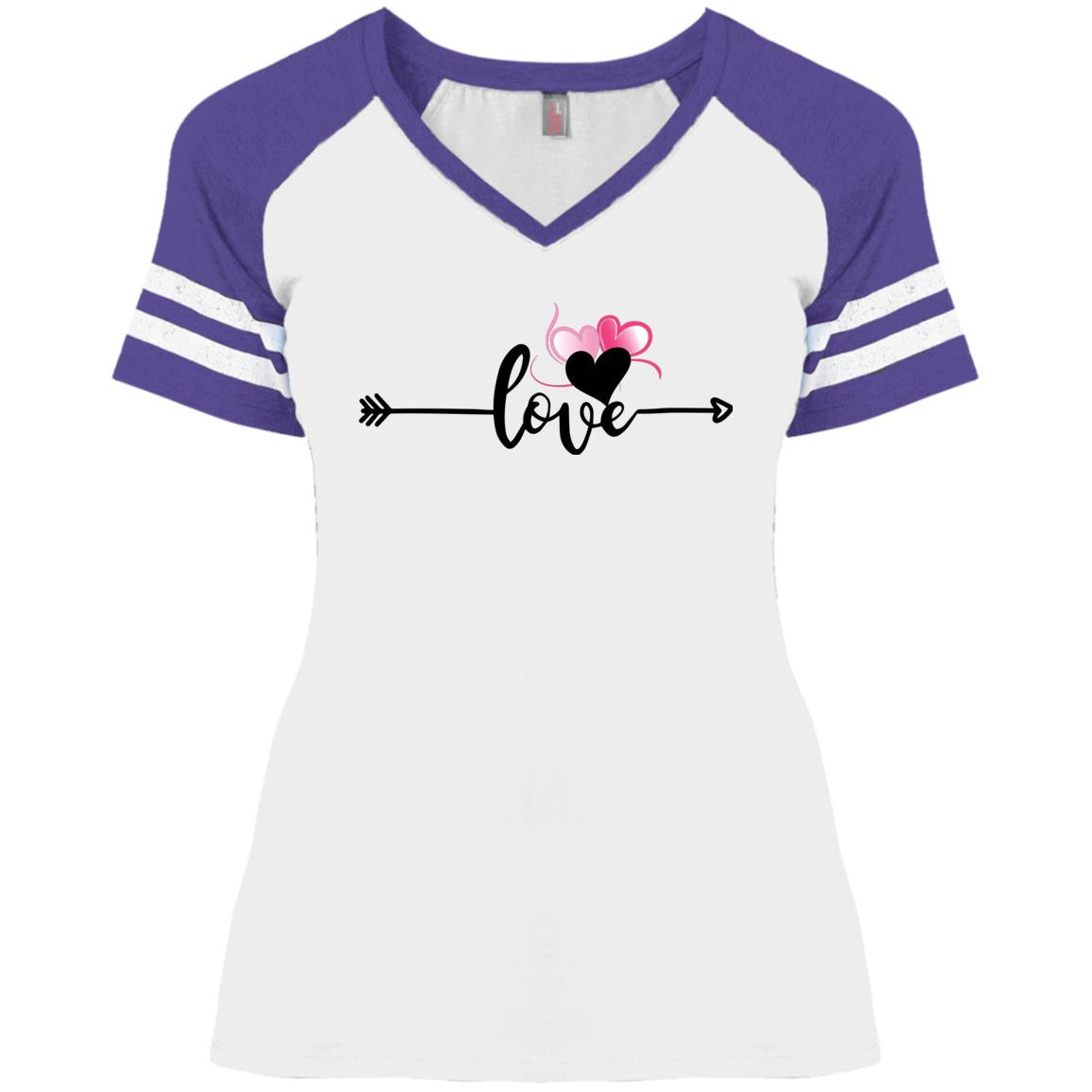 White Heather Purple - Love in Motion Ladies' Game V-Neck T-Shirt - Womens T-Shirts at TFC&H Co.