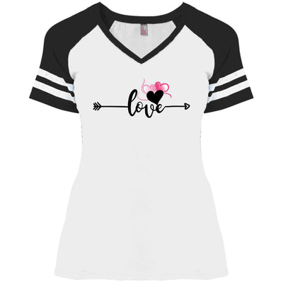 White Black - Love in Motion Ladies' Game V-Neck T-Shirt - Womens T-Shirts at TFC&H Co.