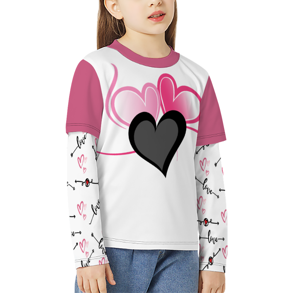 - Love in Motion Long-sleeve Splicing T-Shirt for Girls - girls t-shirt at TFC&H Co.