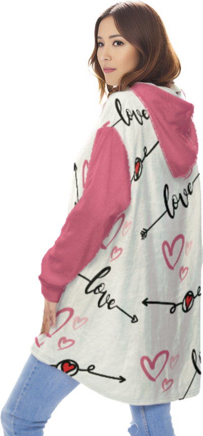 - Love In Motion Women's Fleece Blanket Hoodie With Pocket - Womens Blanket Hoodie at TFC&H Co.