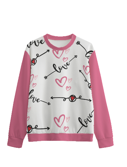 White/Pink - Love in Motion Women's O-neck Sweatshirt | 100% Cotton - womens sweatshirt at TFC&H Co.