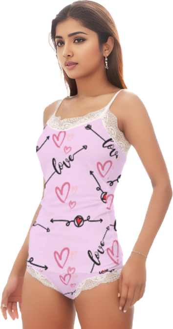 - Love in Motion Women's Pajama Sets With Lace Edge - 2 colors - womens pajamas-set at TFC&H Co.