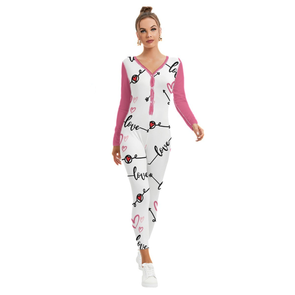 - Love in Motion Women's Plunging Neck Jumpsuit - womens jumpsuit at TFC&H Co.
