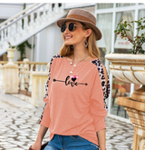 pink - Love in Motion Women's Shoulder Slit Leopard Print Top - womens shirt at TFC&H Co.