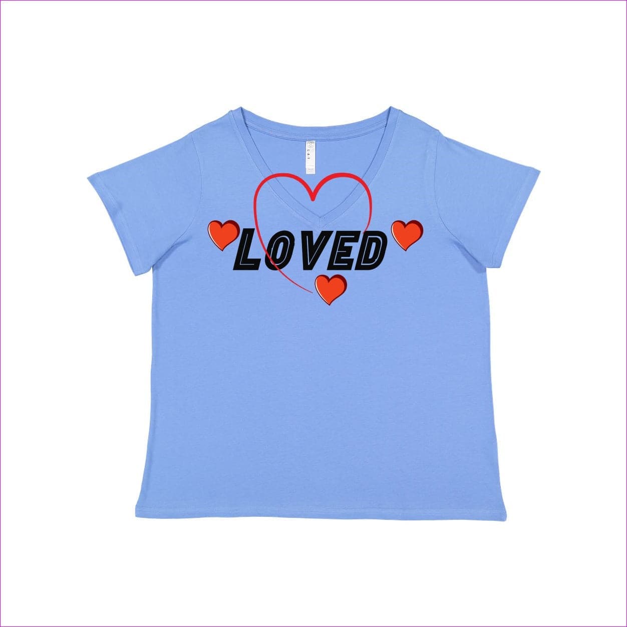 Carolina Blue Loved Curvy Collection Womens Premium Jersey V-Neck Tee - women's t-shirt at TFC&H Co.