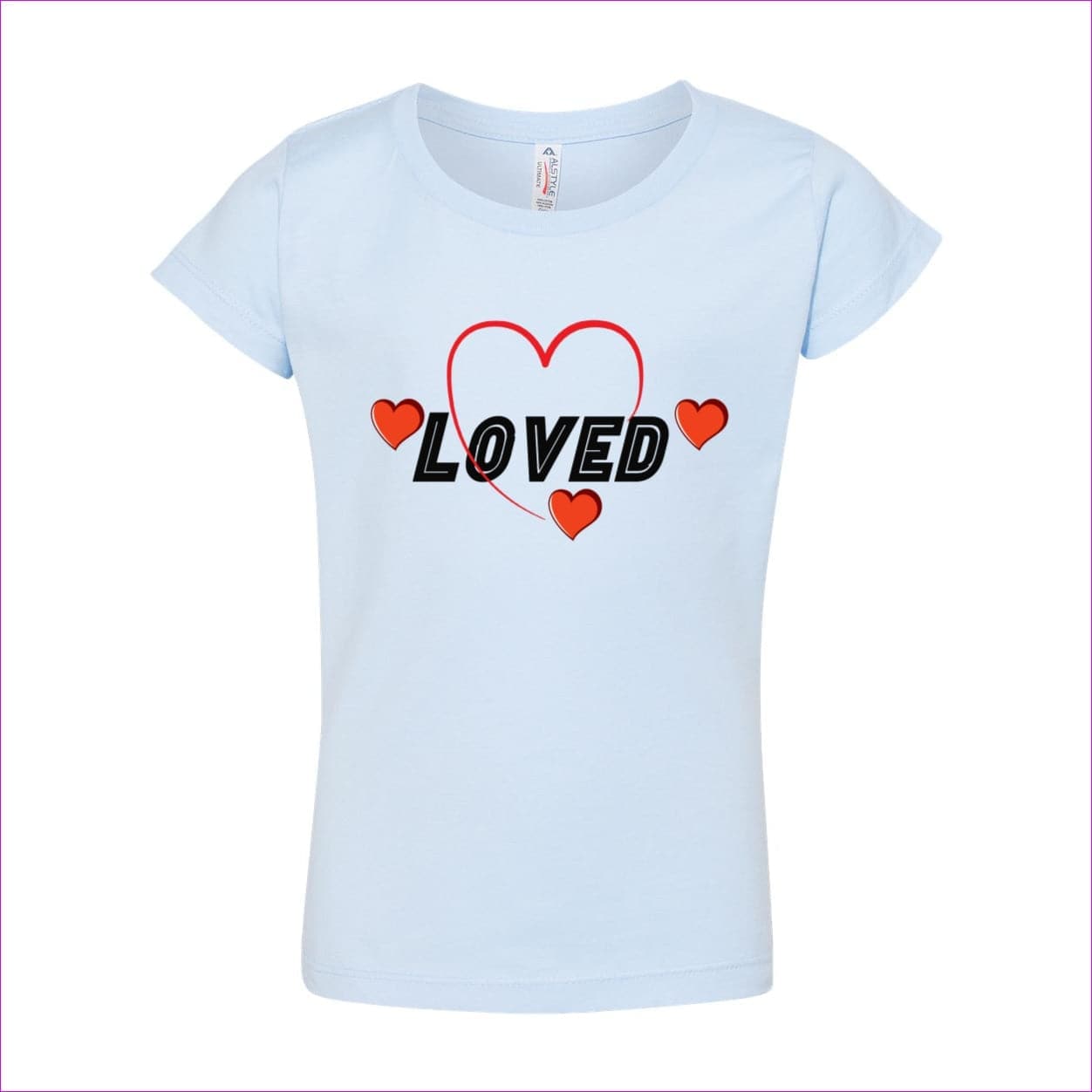 Powder Blue Loved Girls’ Ultimate T-Shirt - kid's t-shirts at TFC&H Co.