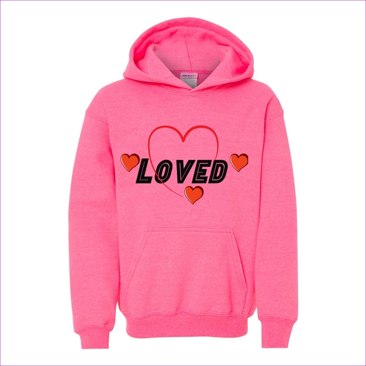 Safety Pink - Loved Heavy Blend Youth Hooded Sweatshirt - kids hoodie at TFC&H Co.