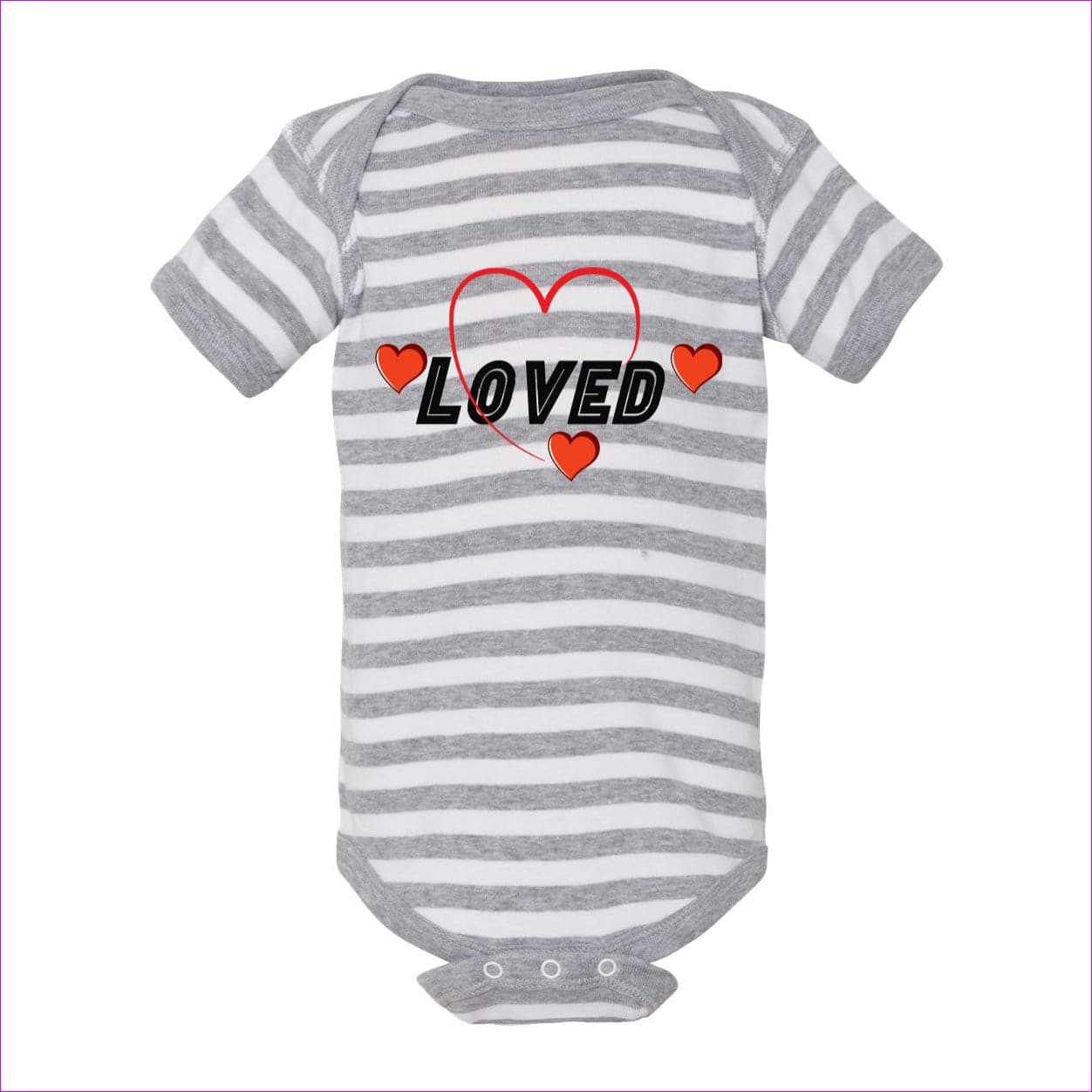 Heather/ White Stripe Loved Infant Baby Rib Bodysuit - infant onesie at TFC&H Co.