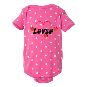 Raspberry/ White Dot Loved Infant Baby Rib Bodysuit - infant onesie at TFC&H Co.