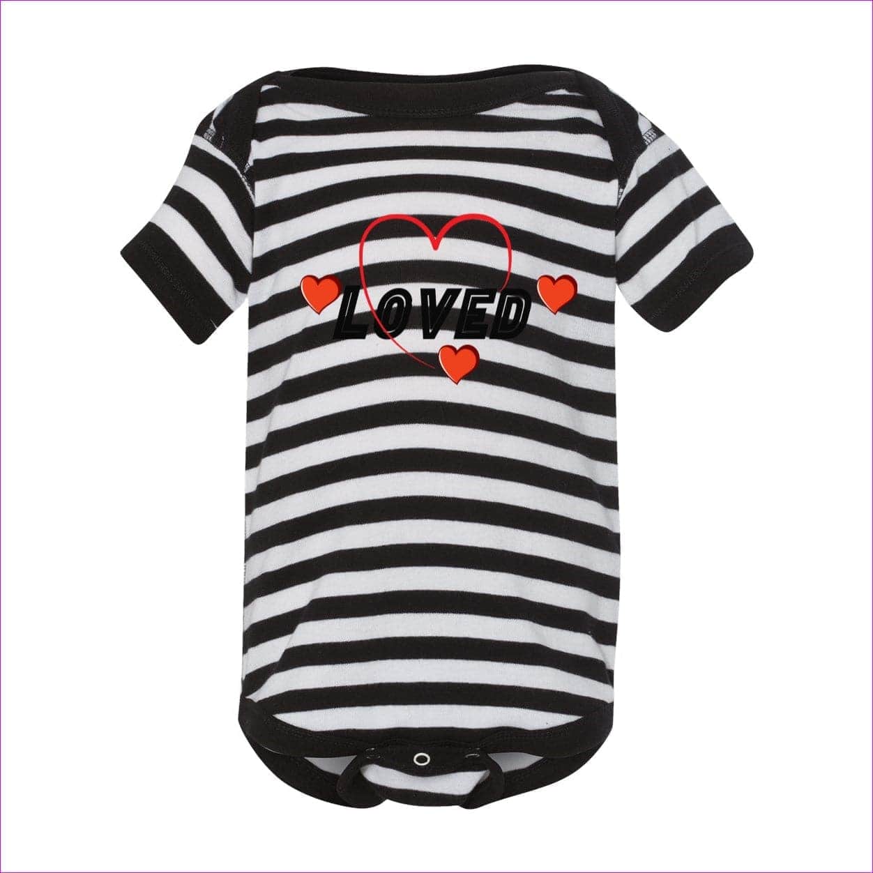 Black/ White Stripe Loved Infant Baby Rib Bodysuit - infant onesie at TFC&H Co.