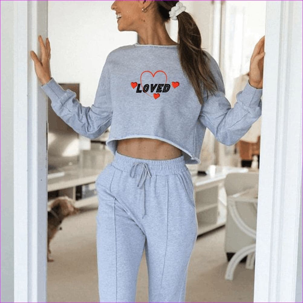 - Loved Women Long Sleeve Loose Crop Top Two-Piece Set - womens top & pants set at TFC&H Co.