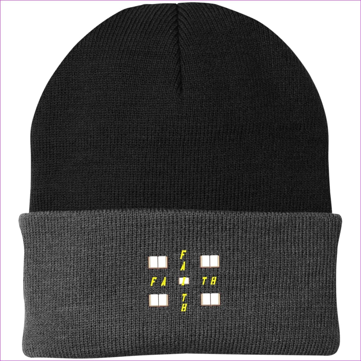 Black/Athletic Oxford One Size Man of Faith Embroidered Port Authority Knit Cap - Hats at TFC&H Co.