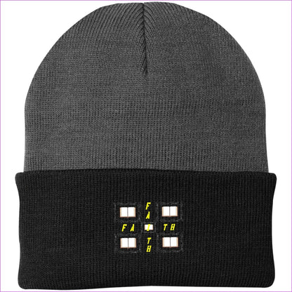 Athletic Oxford/Black One Size Man of Faith Embroidered Port Authority Knit Cap - Hats at TFC&H Co.