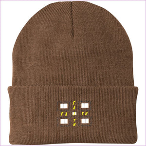 Brown One Size Man of Faith Embroidered Port Authority Knit Cap - Hats at TFC&H Co.
