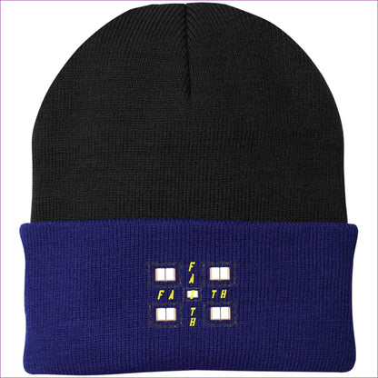 Athletic Royal/Black One Size Man of Faith Embroidered Port Authority Knit Cap - Hats at TFC&H Co.