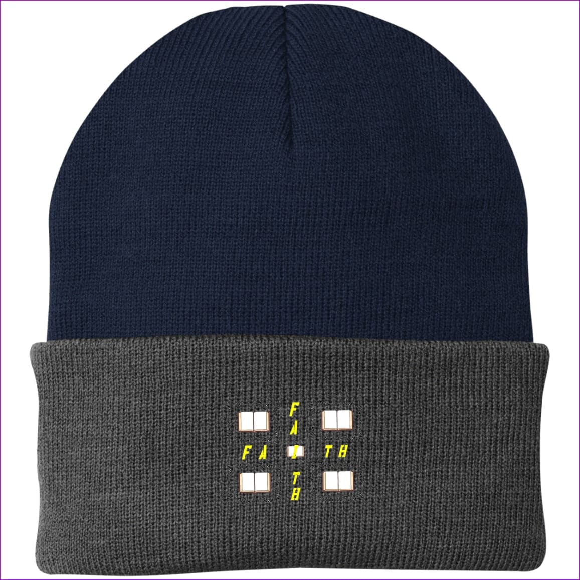 Navy/Athletic Oxford One Size Man of Faith Embroidered Port Authority Knit Cap - Hats at TFC&H Co.