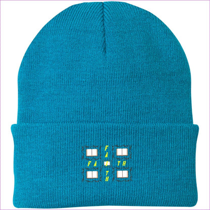 Neon Blue One Size Man of Faith Embroidered Port Authority Knit Cap - Hats at TFC&H Co.