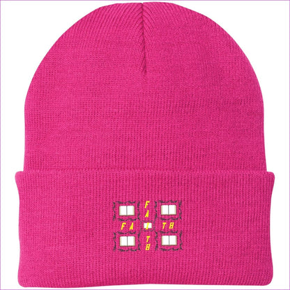 Neon Pink One Size Man of Faith Embroidered Port Authority Knit Cap - Hats at TFC&H Co.