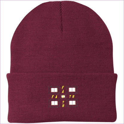 Maroon One Size Man of Faith Embroidered Port Authority Knit Cap - Hats at TFC&H Co.