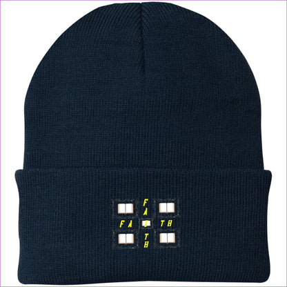 Navy One Size Man of Faith Embroidered Port Authority Knit Cap - Hats at TFC&H Co.