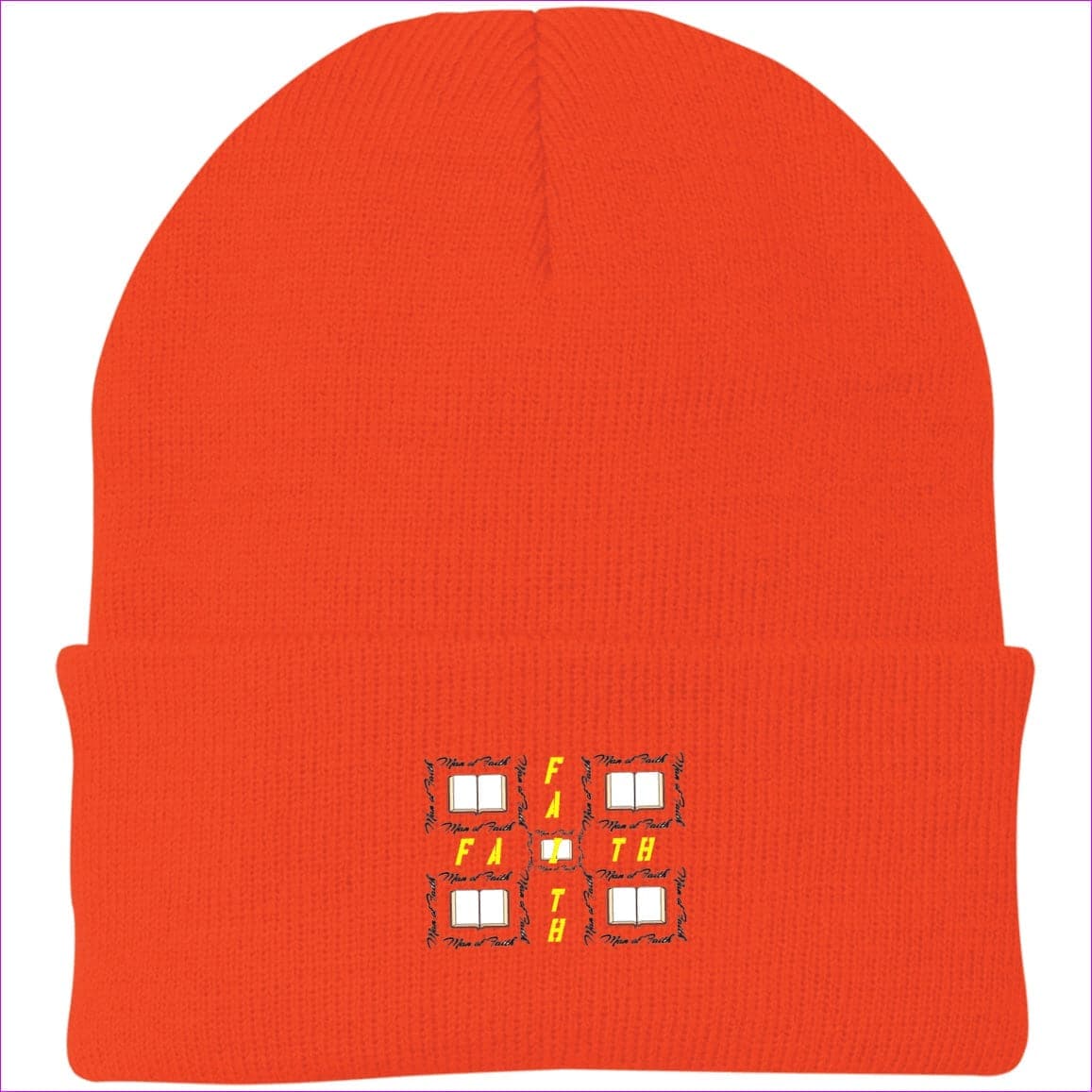 Athletic Orange One Size Man of Faith Embroidered Port Authority Knit Cap - Hats at TFC&H Co.