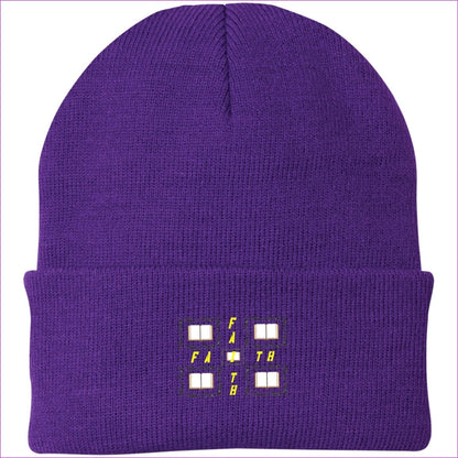 Athletic Purple One Size Man of Faith Embroidered Port Authority Knit Cap - Hats at TFC&H Co.