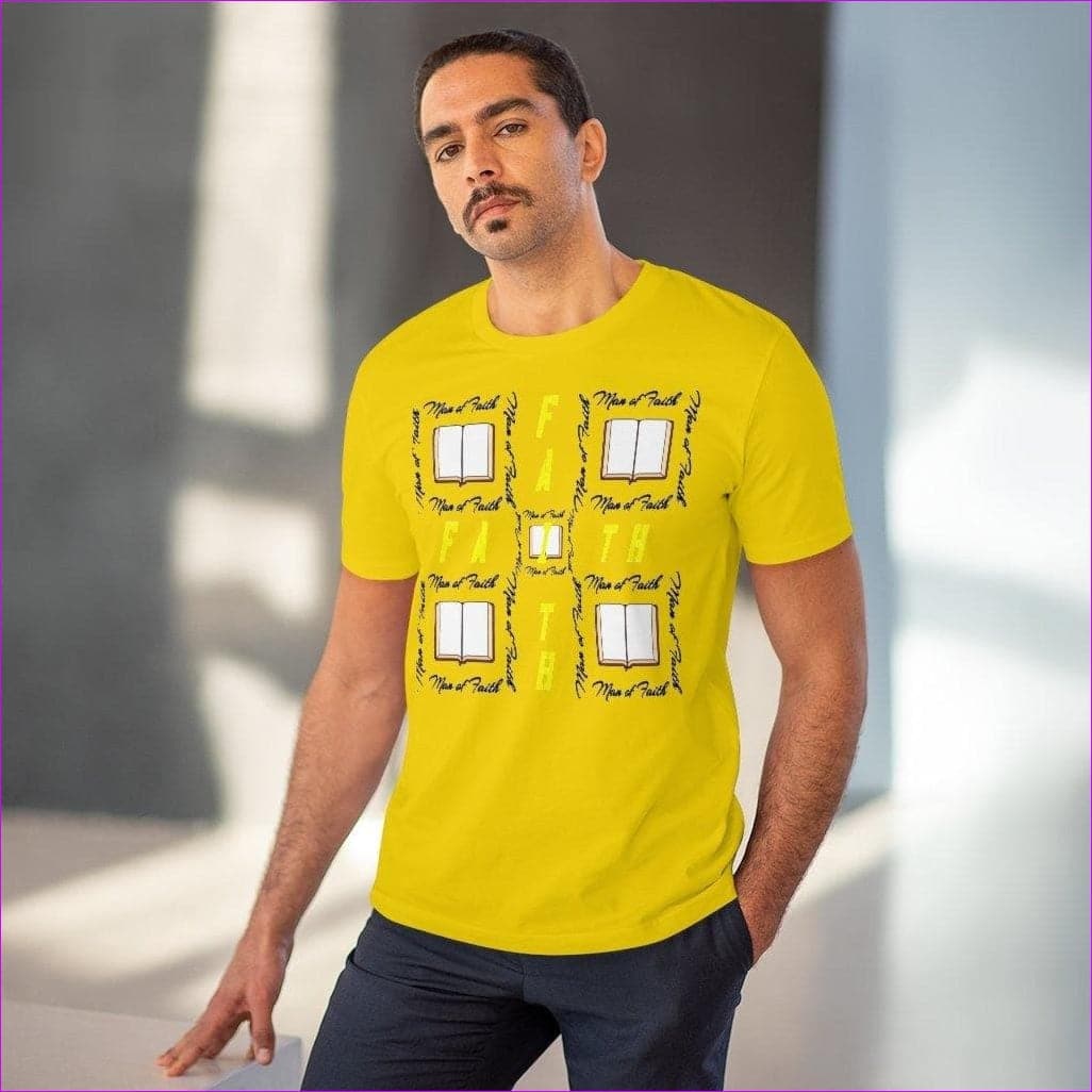 Golden Yellow Man of Faith Men's Organic Tee - men's t-shirt at TFC&H Co.