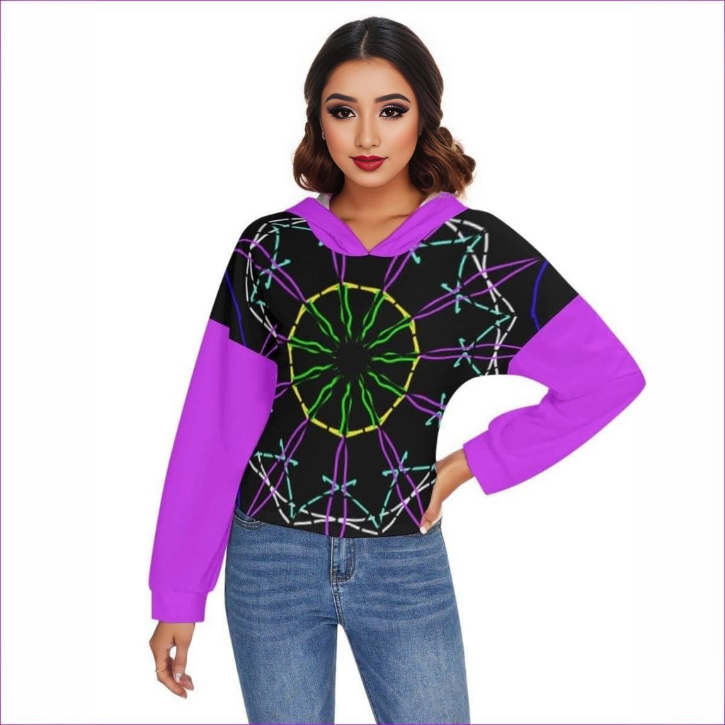 - Mandala 2 Womens Drop-shoulder Backless Hoodie With String - Womens Hoodie at TFC&H Co.