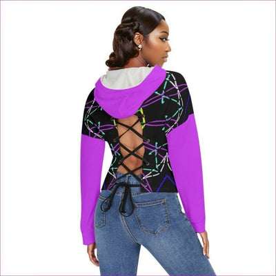 multi-colored - Mandala 2 Womens Drop-shoulder Backless Hoodie With String - Womens Hoodie at TFC&H Co.