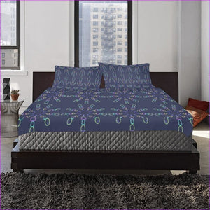 One Size Mandala Blue 3-Piece Bedding Set (1 Duvet Cover 86"x70"; 2 Pillowcases 20"x30")(One Side) - Mandala 3-Piece Bedding Set (1 Duvet Cover 86"x70"; 2 Pillowcases 20"x30")(One Side) - bedding at TFC&H Co.